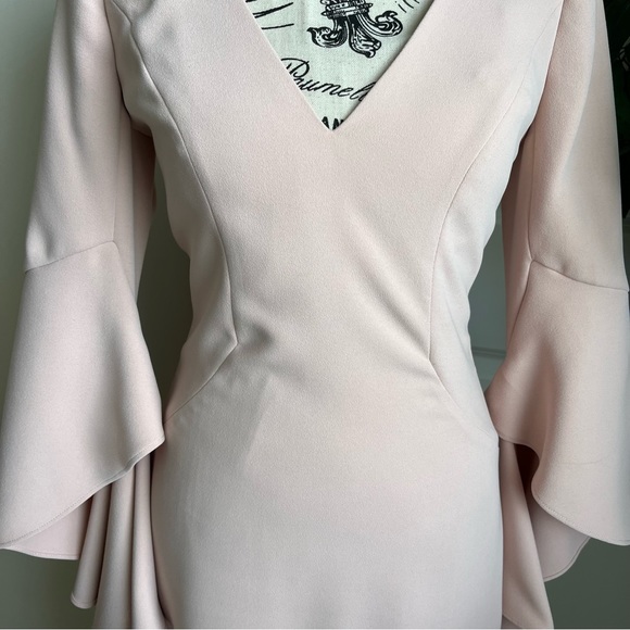 Halston Heritage V-Neck Flounce Sleeve Mini Cocktail Dress Pink Sz 0 - Picture 6 of 16